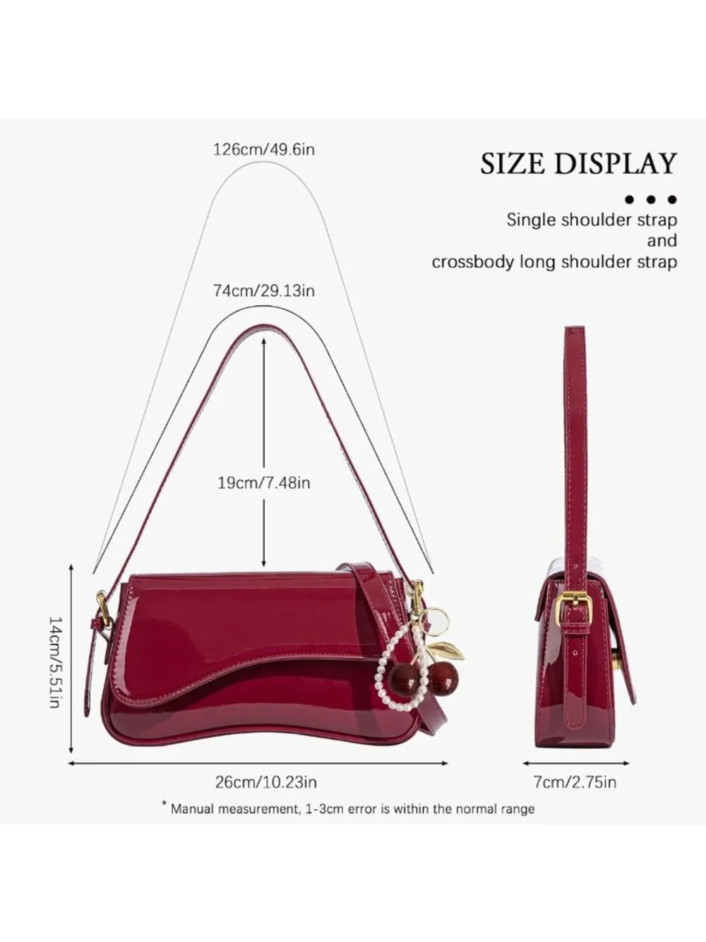 Chic Hobo Bag for Women with Cherry Pendant | Stylish Crossbody Shoulder Purse